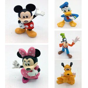 Disney 5 PVC Figures Mickey Minnie Goofy Donald Pluto Cake Toppers Pretend Play